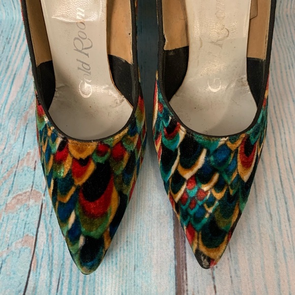 Vintage Rapier Gold Room peacock stiletto heels size 6 - Picture 5 of 12